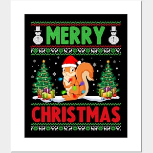 Funny Squirrel Animal Lover Xmas Lighting Squirrel Christmas Posters and Art